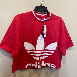 Adidas red crop top